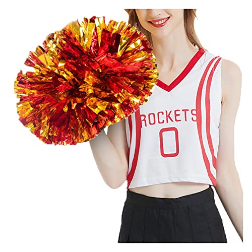 SHTGOI Cheerleading Pompons 2 Stück Metallic-Folie Cheerleading Pom Poms mit Handle Cheerleader Handblumen Cheers Blumenball für Sportveranstaltungen Ballspiele Tanzbedarf Rot+Gold SHTGOI Cheerleading Pompons 2 Stück Metallic-Folie Cheerleading Pom Poms mit Handle Cheerleader Handblumen Cheers Blumenball für Sportveranstaltungen Ballspiele Tanzbedarf Rot+Gold von SHTGOI