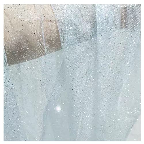 SHTGOI Glitzernder Stoff 1Yard * 150 cm Tüllstoff Meterware Tüll Spitze Stoff Netzstoff Glitzer Garn Tüll Deko Stoffe für DIY Handgemachte Hochzeitskleid Fotografie Hintergrund Hellblau von SHTGOI