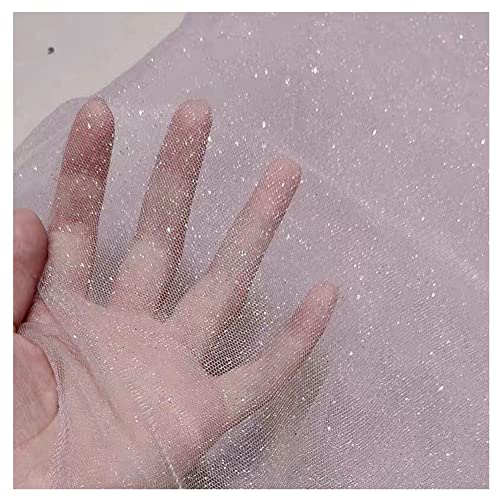 SHTGOI Glitzernder Stoff 1Yard * 150 cm Tüllstoff Meterware Tüll Spitze Stoff Netzstoff Glitzer Garn Tüll Deko Stoffe für DIY Handgemachte Hochzeitskleid Fotografie Hintergrund Rosa von SHTGOI