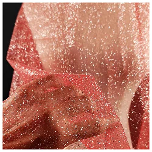 SHTGOI Glitzernder Stoff 1Yard * 150 cm Tüllstoff Meterware Tüll Spitze Stoff Netzstoff Glitzer Garn Tüll Deko Stoffe für DIY Handgemachte Hochzeitskleid Fotografie Hintergrund Rot von SHTGOI