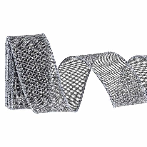 SHTGOI Juteband 10 Yards/Rolle 6.3cm Breit Natur Bunt Jutegewebe Dekoband Geschenkband Leinenband Stoffband Sackleinen Band Jute Schleifenband für DIY Handwerk Muttertag Hochzeit Party Grau# von SHTGOI