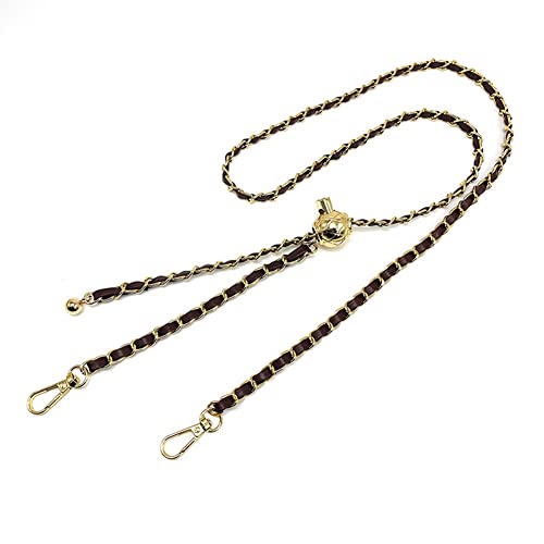 SHTGOI Metall Taschenkette Leder Trageriemen Kette Verstellbar Kettenriemen mit Kleine Gold Kugel 120 cm Ersatz Schulter Riemen Kette für Damen Taschen Handtaschen Umhängetasche Geldbörse Braun SHTGOI Metall Taschenkette Leder Trageriemen Kette Verstellbar Kettenriemen mit Kleine Gold Kugel 120 cm Ersatz Schulter Riemen Kette für Damen Taschen Handtaschen Umhängetasche Geldbörse Braun von SHTGOI