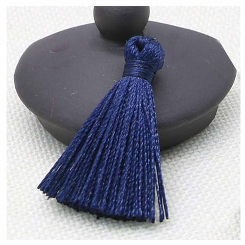 SHTGOI Quasten Anhänger 20 Stück Handgemachte Polyester Troddeln Quasten 4cm Mini Bunt Fransen Anhänger Tassel Armbänder Schlüsselanhänger Quasten Für Lesezeichen DIY Handwerk Zubehör Marineblau von SHTGOI