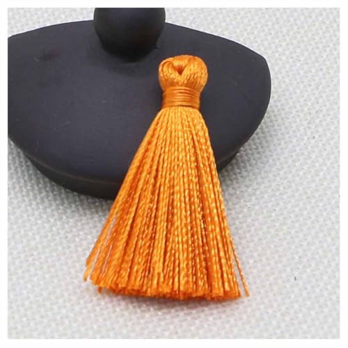 SHTGOI Quasten Anhänger 20 Stück Handgemachte Polyester Troddeln Quasten 4cm Mini Bunt Fransen Anhänger Tassel Armbänder Schlüsselanhänger Quasten Für Lesezeichen DIY Handwerk Zubehör Orange von SHTGOI