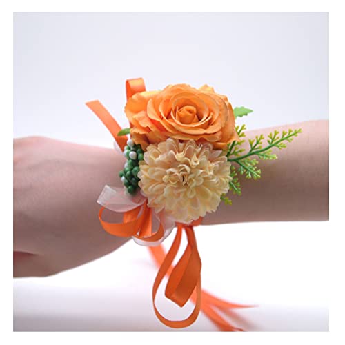 SHTGOI Rose Blumenarmband Braut Brautjungfer Hand Blume Schleifenband Handgelenkblume Handgefertigte Seidenblume Armband Zubehör für Hochzeit Bankette Brautjubiläum Abschlussball Orange SHTGOI Rose Blumenarmband Braut Brautjungfer Hand Blume Schleifenband Handgelenkblume Handgefertigte Seidenblume Armband Zubehör für Hochzeit Bankette Brautjubiläum Abschlussball Orange von SHTGOI