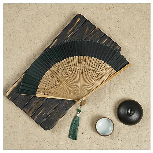 SHTGOI Seide Faltfächer Bambus Handfächer Chinesischer Vintage Stil taschenfächer Hohlem Bambus Skelettfächer Handheld Fan mit Quasten für Party Hochzeit Geschenk 21cm Dunkelgrün+Bambusskelett 1# SHTGOI Seide Faltfächer Bambus Handfächer Chinesischer Vintage Stil taschenfächer Hohlem Bambus Skelettfächer Handheld Fan mit Quasten für Party Hochzeit Geschenk 21cm Dunkelgrün+Bambusskelett 1# von SHTGOI