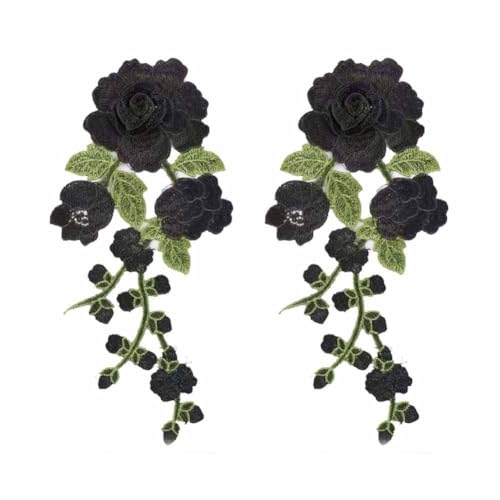 SHTGOI Stickerei-Blumen Applikation 2 Stück Retro Rose Blumen Patches zum Aufnähen Bestickte Bügelbild Aufnäher Blume Applique Kleidung Zubehör für DIY Nähen Cheongsam Kleidung Kleid Schwarz SHTGOI Stickerei-Blumen Applikation 2 Stück Retro Rose Blumen Patches zum Aufnähen Bestickte Bügelbild Aufnäher Blume Applique Kleidung Zubehör für DIY Nähen Cheongsam Kleidung Kleid Schwarz von SHTGOI