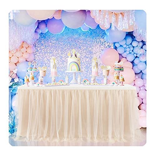 SHTGOI Tüll Tischrock Tütü Gaze Tischröcke Hochzeit Tischdecke Kuchen Candy Tischdekoration Tisch Rock Für Babyparty Geburtstagsfeier Neujahr Kindergeburtstag Party Dekoration Champagner von SHTGOI