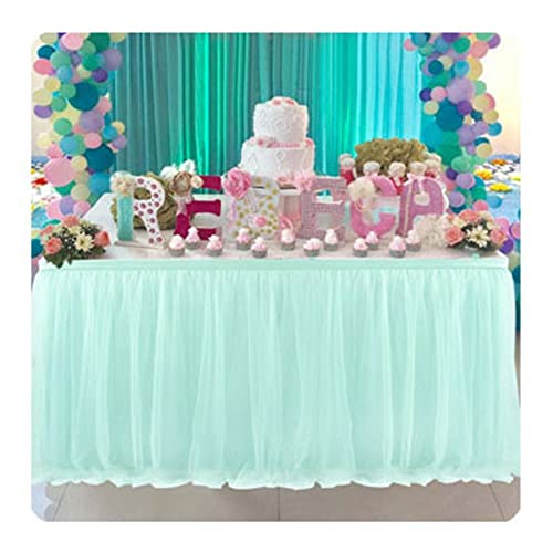 SHTGOI Tüll Tischrock Tütü Tischröcke 275 x 77 cm Gaze Tisch Tischdecke Tischdekoration Tisch Rock für Hochzeit Geburtstag Neujahr Babyparty Candy Party Dekoration Mintgrün von SHTGOI