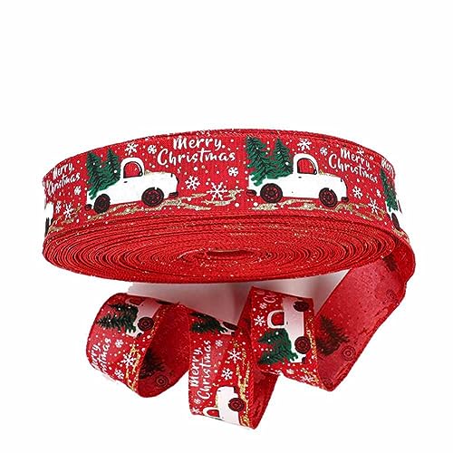 SHTGOI Weihnachtsband 10m Juteband Weihnachtsbänder Sackleinen Band Schleifenband zum Geschenkpackung Verpackung Vintage Christmas Satinband Geschenkband für Hochzeit Weihnachten 5cm Rot von SHTGOI