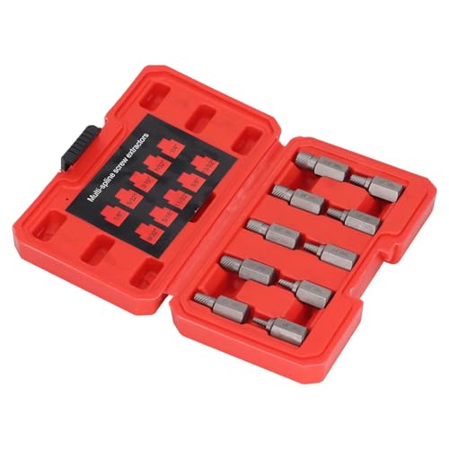 SHUAIGUO 10pcs Hex Head Multi-Spline-Schraubextraktorte, Linke Spiral-Bolzenentfernungswerkzeug, Chrom-Molybdänstahl, Verschleiß-resistent, mit Speichergehäuse für eine Einfache Identifizierung. von SHUAIGUO