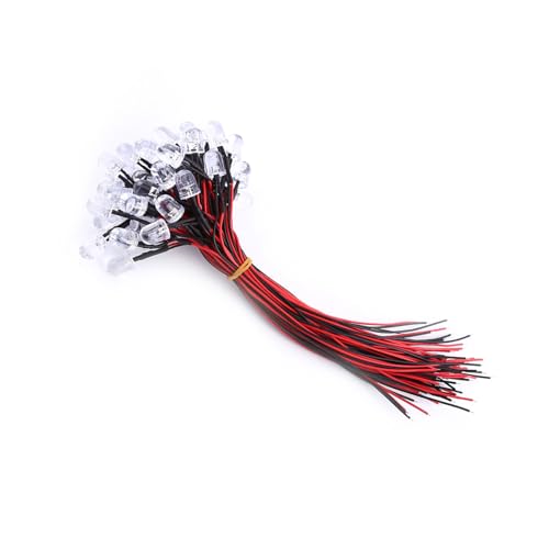 SHUAIGUO 50 Pcs vor Verkabelt Weiße LED-Dioden 9-12V DC Wasser Klare Glühbirnen für -elektronische Schaltkreise und Hausdekorationsprojekte (10 mm) von SHUAIGUO