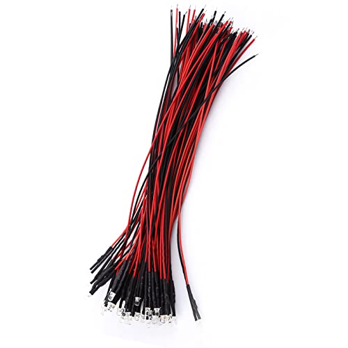 SHUAIGUO 50 Pcs vor Verkabelt Weiße LED-Dioden 9-12V DC Wasser Klare Glühbirnen für -elektronische Schaltkreise und Hausdekorationsprojekte (3 mm) von SHUAIGUO