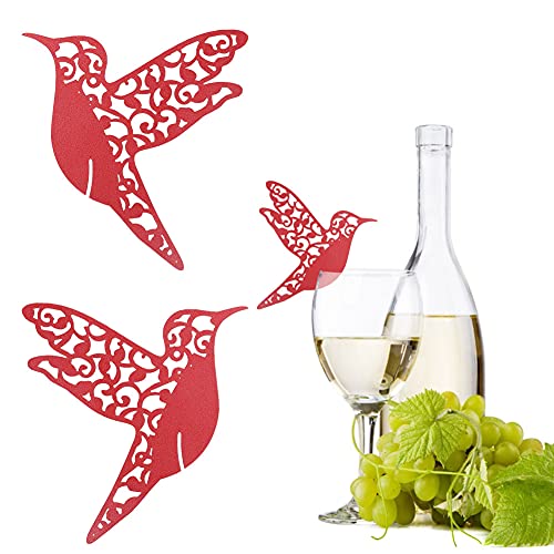 SHUAIGUO Hochzeitsplatzkarten 50pcs Elegante Namenskarten für Weinglas Tischdekor Anpassbare Gäste Namen Bankettempfang (Rot) von SHUAIGUO