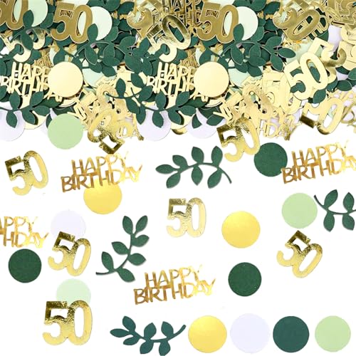 SHUBEIEUMI 100 Stück Konfetti 50 Geburtstag Deko, Metallic Gold, Grün, Weiß, Hellgrün, Blatt, Buchstaben, Zahlen, Tupfen, Partydeko, Konfetti, Geburtstagskonfetti SHUBEIEUMI 100 Stück Konfetti 50 Geburtstag Deko, Metallic Gold, Grün, Weiß, Hellgrün, Blatt, Buchstaben, Zahlen, Tupfen, Partydeko, Konfetti, Geburtstagskonfetti von SHUBEIEUMI