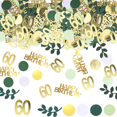 SHUBEIEUMI 100 Stück Konfetti 60 Geburtstag Deko, Metallisch mit gemischten Formen in Gold, Grün, Weiß und Hellgrün, Partydekoration für Geburtstage, Jubiläen und Partys SHUBEIEUMI 100 Stück Konfetti 60 Geburtstag Deko, Metallisch mit gemischten Formen in Gold, Grün, Weiß und Hellgrün, Partydekoration für Geburtstage, Jubiläen und Partys von SHUBEIEUMI
