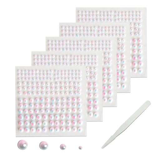 SHUBEIEUMI 825 Stück Perlen sticker, Selbstklebende Halbperlen, 5 Blatt 3/4/5/6mm Selbstklebende Perlen Aufkleber mit Pick-up-Pinzette für Maniküre, Make up, DIY Handwerk-Fantasy Colors SHUBEIEUMI 825 Stück Perlen sticker, Selbstklebende Halbperlen, 5 Blatt 3/4/5/6mm Selbstklebende Perlen Aufkleber mit Pick-up-Pinzette für Maniküre, Make up, DIY Handwerk-Fantasy Colors von SHUBEIEUMI