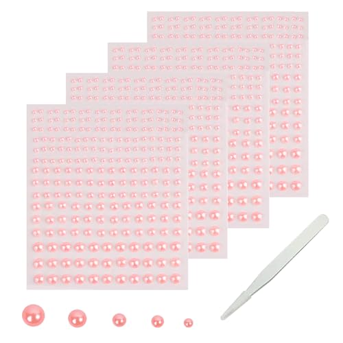 SHUBEIEUMI 900 Stück Perlen Sticker, Selbstklebende Halbperlen, 2/3/4/5/6mm Selbstklebende Perlen Aufkleber mit Pick-up-Pinzette für Maniküre, Make up, DIY Handwerk-Rosa SHUBEIEUMI 900 Stück Perlen Sticker, Selbstklebende Halbperlen, 2/3/4/5/6mm Selbstklebende Perlen Aufkleber mit Pick-up-Pinzette für Maniküre, Make up, DIY Handwerk-Rosa von SHUBEIEUMI