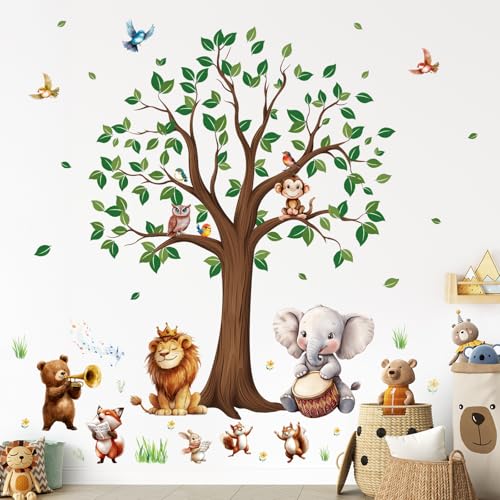 Abnehmbare Dschungel Tiere Wandsticker, Safari Wandaufkleber, Selbstklebende Vinyl Baum Wandtattoos, Wanddeko für Kinderzimmer Babyzimmer Wohnzimmer Abnehmbare Dschungel Tiere Wandsticker, Safari Wandaufkleber, Selbstklebende Vinyl Baum Wandtattoos, Wanddeko für Kinderzimmer Babyzimmer Wohnzimmer von SHUCHING
