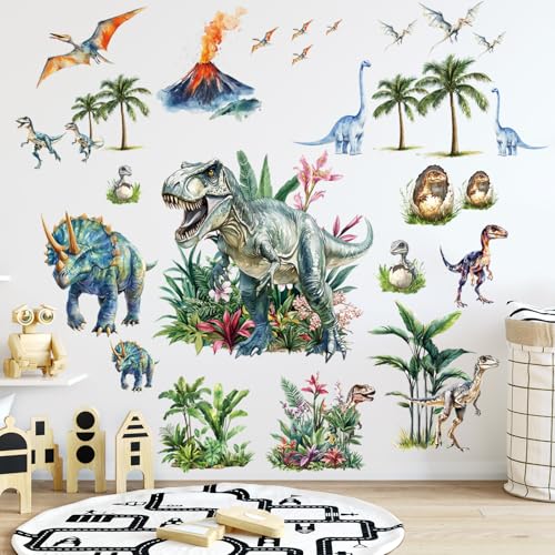 SHUCHING Große Wandtattoo Dinosaurier, Wandaufkleber T-Rex, Selbstklebend Wandsticker für Spielzimmer Kinderzimmer Babyzimmer Jungen von SHUCHING