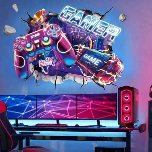 SHUCHING Wandtattoo 3D Gamer, Wandaufkleber Controller Gaming Zimmer, Wandsticker für Jugendzimmer Schlafzimmer Kinderzimmer Spielzimmer Babyzimmer SHUCHING Wandtattoo 3D Gamer, Wandaufkleber Controller Gaming Zimmer, Wandsticker für Jugendzimmer Schlafzimmer Kinderzimmer Spielzimmer Babyzimmer von SHUCHING