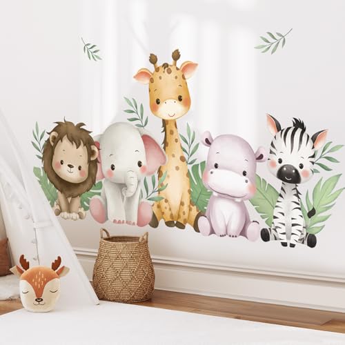 SHUCHING Wandtattoo Dschungel Tier, Wandaufkleber Giraffe Zebra Elefant Löwe Grüne Blätter, Wandsticker für Schlafzimmer Kinderzimmer Spielzimmer Babyzimmer Sofa SHUCHING Wandtattoo Dschungel Tier, Wandaufkleber Giraffe Zebra Elefant Löwe Grüne Blätter, Wandsticker für Schlafzimmer Kinderzimmer Spielzimmer Babyzimmer Sofa von SHUCHING