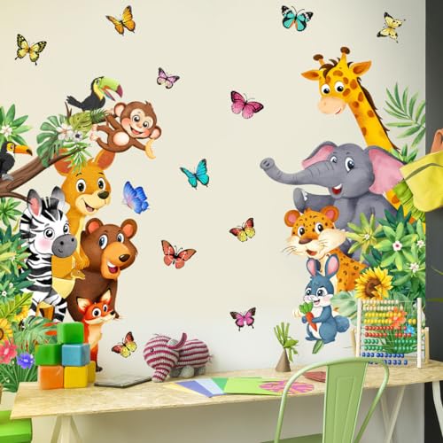 SHUCHING Wandtattoo Dschungel Tiere, Wandaufkleber Elefant Affe Leopard Zebra, Wandsticker für Wohnzimmer Schlafzimmer Kinderzimmer Babyzimmer SHUCHING Wandtattoo Dschungel Tiere, Wandaufkleber Elefant Affe Leopard Zebra, Wandsticker für Wohnzimmer Schlafzimmer Kinderzimmer Babyzimmer von SHUCHING
