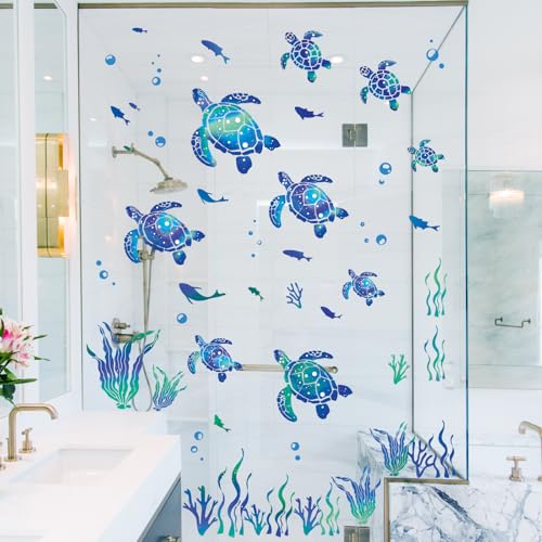 SHUCHING Wandtattoo Meeresschildkröte Blaue, Wandaufkleber Unterwasser Ozeanfische Seetang, Wandsticker für Wohnzimmer Badezimmer Schlafzimmer Kinderzimmer Babyzimmer SHUCHING Wandtattoo Meeresschildkröte Blaue, Wandaufkleber Unterwasser Ozeanfische Seetang, Wandsticker für Wohnzimmer Badezimmer Schlafzimmer Kinderzimmer Babyzimmer von SHUCHING