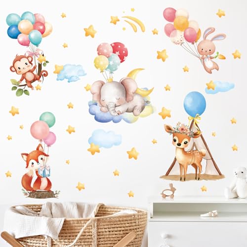 SHUCHING Wandtattoo Tiere Heißluftballon, Wandaufkleber Tiere Elefant Fuchs Giraffe Affe, Wandsticker für Wohnzimmer Schlafzimmer Kinderzimmer Spielzimmer Babyzimmer SHUCHING Wandtattoo Tiere Heißluftballon, Wandaufkleber Tiere Elefant Fuchs Giraffe Affe, Wandsticker für Wohnzimmer Schlafzimmer Kinderzimmer Spielzimmer Babyzimmer von SHUCHING