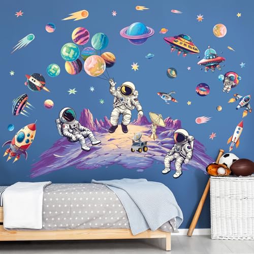 SHUHCING Große Wandtattoo Astronaut Mond, Wandaufkleber Weltraum Planeten, Selbstklebend Wandsticker für Spielzimmer Kinderzimmer Babyzimmer Jungenzimmer SHUHCING Große Wandtattoo Astronaut Mond, Wandaufkleber Weltraum Planeten, Selbstklebend Wandsticker für Spielzimmer Kinderzimmer Babyzimmer Jungenzimmer von SHUCHING