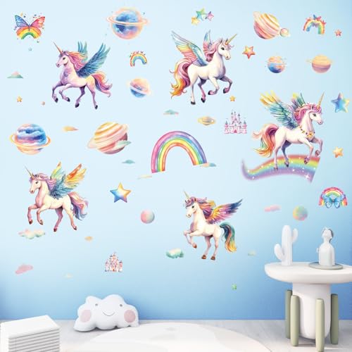 SHUHCING Wandtattoo Einhorn, Wandaufkleber Märchenplanet, Selbstklebend Wandsticker für Spielzimmer Kinderzimmer Babyzimmer Mädchen SHUHCING Wandtattoo Einhorn, Wandaufkleber Märchenplanet, Selbstklebend Wandsticker für Spielzimmer Kinderzimmer Babyzimmer Mädchen von SHUCHING