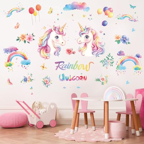 SHUHCING Wandtattoo Einhorn, Wandaufkleber Regenbogen, Selbstklebend Wandsticker für Spielzimmer Kinderzimmer Babyzimmer Mädchen von SHUCHING
