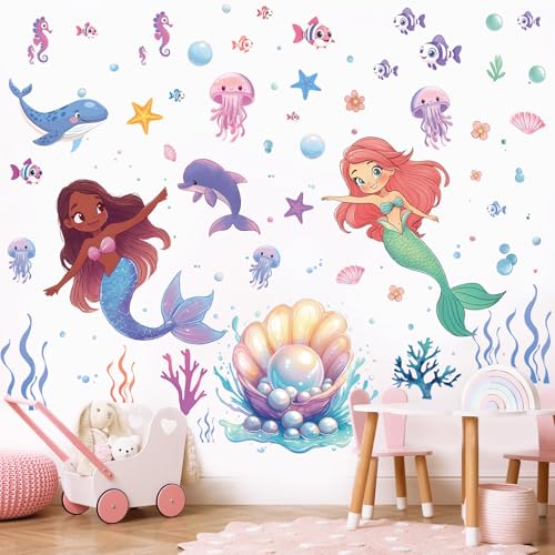 SHUHCING Wandtattoo Meerjungfrau, Wandaufkleber Unter dem Meer Prinzessin, Selbstklebend Wandsticker für Spielzimmer Kinderzimmer Babyzimmer Mädchen SHUHCING Wandtattoo Meerjungfrau, Wandaufkleber Unter dem Meer Prinzessin, Selbstklebend Wandsticker für Spielzimmer Kinderzimmer Babyzimmer Mädchen von SHUCHING