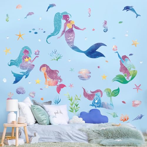 SHUHCING Wandtattoo Meerjungfrau Prinzessin, Wandaufkleber Silhouette, Selbstklebend Wandsticker für Spielzimmer Kinderzimmer Babyzimmer Mädchen SHUHCING Wandtattoo Meerjungfrau Prinzessin, Wandaufkleber Silhouette, Selbstklebend Wandsticker für Spielzimmer Kinderzimmer Babyzimmer Mädchen von SHUCHING