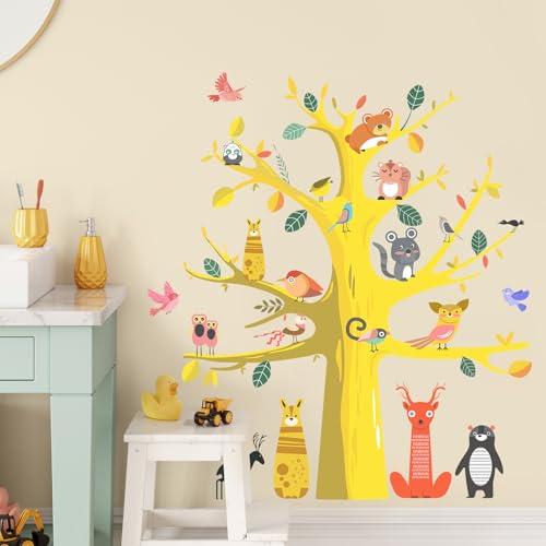 Wandtattoo Gelber Tiere Baum Wandaufkleber, Vögelchen Bär Hirsch Waldtier Wandsticker, Wanddeko für Babyzimmer Schlafzimmer Wohnzimmer Spielzimmer Kinderzimmer Wandtattoo Gelber Tiere Baum Wandaufkleber, Vögelchen Bär Hirsch Waldtier Wandsticker, Wanddeko für Babyzimmer Schlafzimmer Wohnzimmer Spielzimmer Kinderzimmer von SHUCHING