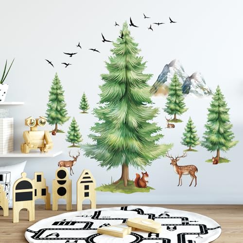 Wandtattoo Groß Kiefernbaum Wandaufkleber, Eichhörnchen Vogel Hirsche Waldtier Wandsticker, Wanddeko für Babyzimmer Schlafzimmer Wohnzimmer Spielzimmer Kinderzimmer Wandtattoo Groß Kiefernbaum Wandaufkleber, Eichhörnchen Vogel Hirsche Waldtier Wandsticker, Wanddeko für Babyzimmer Schlafzimmer Wohnzimmer Spielzimmer Kinderzimmer von SHUCHING