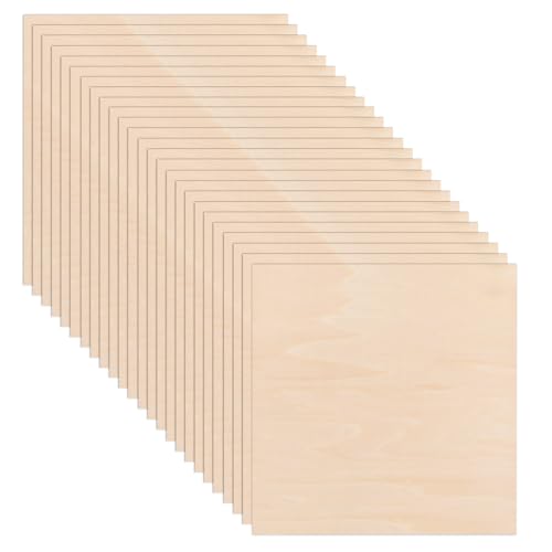 25 Stück Lindenholz, Bastel Holzplatte, Holzplatten Hobby Holz Sperrholz Platte für zum Basteln, Modellbau, Lasergravur, Gemälde Kunst (200 x 200 x 1,5 mm) von SHUESS