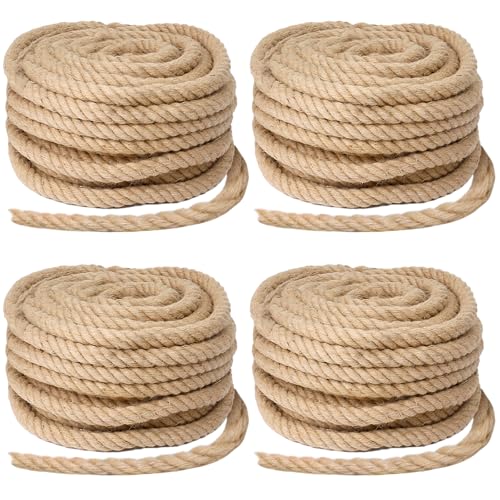 4 Stück Juteseil 12mm x 10M - Starkes Naturfaser Hanfseil für Garten, DIY, Dekoration, Bündeln und Camping - Robuste Juteschnur, Paketschnur, Juteband, Kordel 4 Stück Juteseil 12mm x 10M - Starkes Naturfaser Hanfseil für Garten, DIY, Dekoration, Bündeln und Camping - Robuste Juteschnur, Paketschnur, Juteband, Kordel von SHUESS