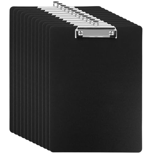 SHUESS 12 Stück A4 Klemmbrett, Clipboard Set Schreibbrett mit Metallclips Klemmbrett Schwarz Zwischenablage für Studenten, Büro - Schwarz von SHUESS