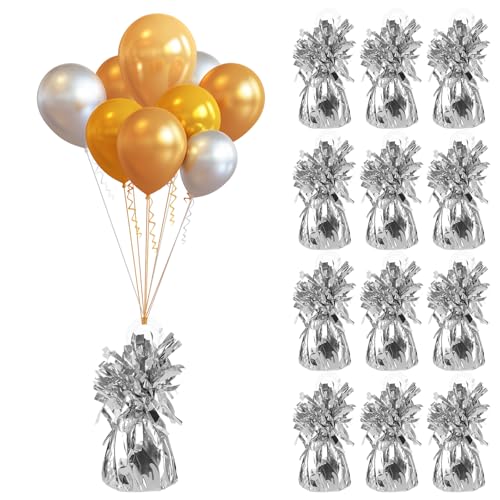SHUESS 12 Stück Helium Ballongewichte Kegel, 170g/Stk Silberfolie Gewichte aus Massivem Ballon Metallischer Quastenkegel für Geburtstag Tischdekoration Gastgeschenke Hochzeiten Dekoration SHUESS 12 Stück Helium Ballongewichte Kegel, 170g/Stk Silberfolie Gewichte aus Massivem Ballon Metallischer Quastenkegel für Geburtstag Tischdekoration Gastgeschenke Hochzeiten Dekoration von SHUESS