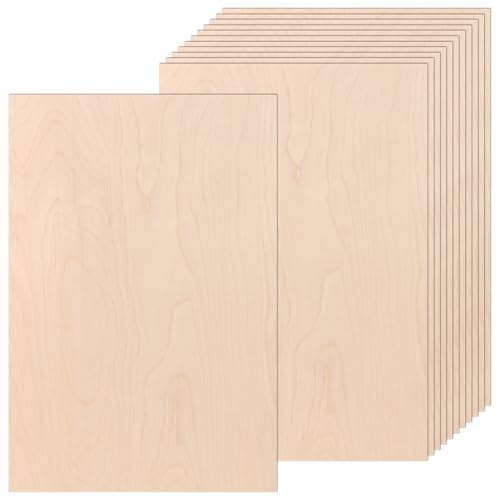 SHUESS 12 Stück Unbehandeltes Holz Lindenholz, Sperrholz, Holzplatte 445x300x3MM Holzplatten zum Basteln Sperrholz 2mm, Spanplatte für zum Basteln, Modellbau, Lasergravur, Gemälde Kunst von SHUESS