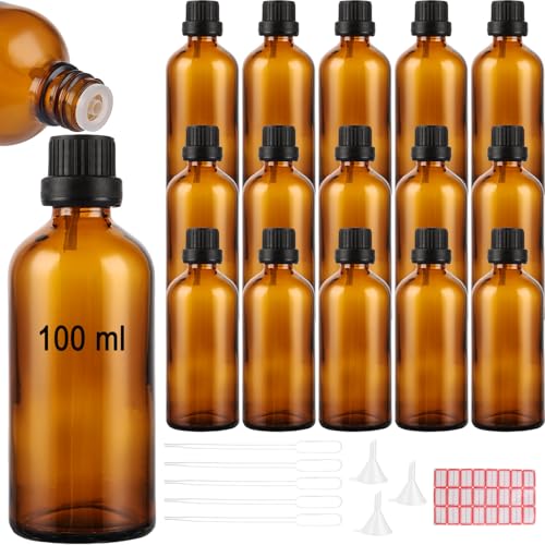 SHUESS 15x Pipettenflasche 100ml Set aus Braunglas - Wiederverwendbar Flasche mit Pipette and Schraubverschluss – Auslaufsichere Braunglasflasche für ätherische Öle, Parfümöle, Kosmetik, Reisen & DIY SHUESS 15x Pipettenflasche 100ml Set aus Braunglas - Wiederverwendbar Flasche mit Pipette and Schraubverschluss – Auslaufsichere Braunglasflasche für ätherische Öle, Parfümöle, Kosmetik, Reisen & DIY von SHUESS