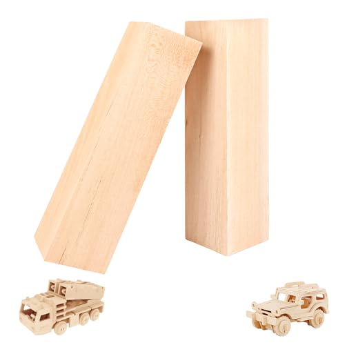 SHUESS 2 Stück Schnitzholz aus Lindenholz, 20 x 5 x 5cm, Massiv, Ideal für Schnitzen und Drechseln von SHUESS
