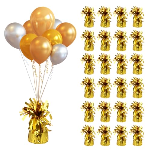 SHUESS 24 Stück Ballongewichte - Gold Ballongewicht 170g Gewicht - Folien-Heliumballons Gewichte für Geburtstage, Partys, Hochzeiten, Feiern Dekor von SHUESS