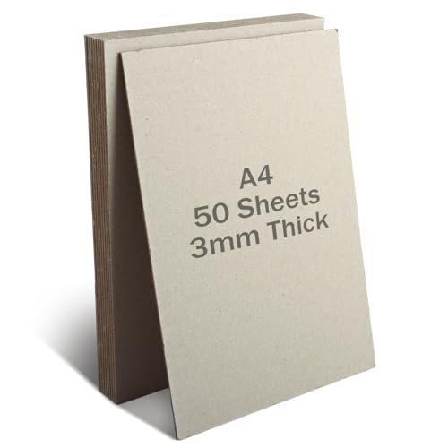 SHUESS A4 Graupappe 50 Blatt – 3000 Mikron A4 (29,7 x 21 cm) Passepartout – doppelseitige Graupappe – dicker Karton für Modellbau, Dicke 3 mm von SHUESS