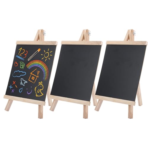 SHUESS Kreidetafel-Schilder – 20 x 22 cm große Kreidetafel – dreieckige Stehtischplatte mit Staffelei – kleine Tafelschilder für Hochzeit, Geburtstag, Bar, Buffet, Party, 3 Stück von SHUESS