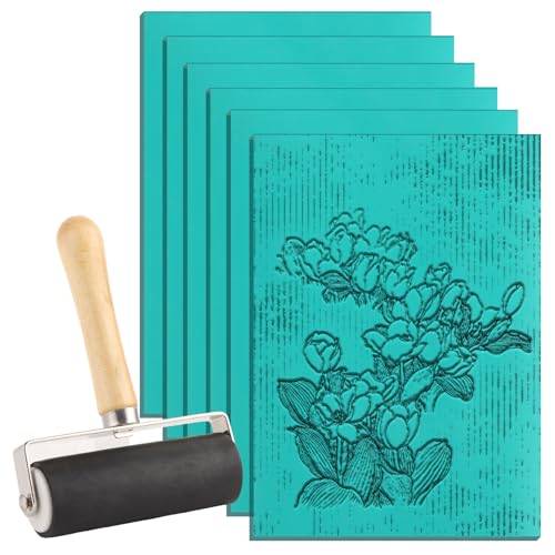SHUESS Linoleumblätter, A4, leicht zu schnitzen, weiches Linoleum, doppelseitiges Linoleumdruckblatt mit Rolle für Gummistempel, Schnitzkunst und Handwerk, Grün, 6 Stück SHUESS Linoleumblätter, A4, leicht zu schnitzen, weiches Linoleum, doppelseitiges Linoleumdruckblatt mit Rolle für Gummistempel, Schnitzkunst und Handwerk, Grün, 6 Stück von SHUESS
