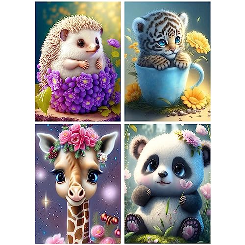 SHUIBIAN 4PCS Diamond Painting Set Leopard Panda Giraffe lgel Tiere 5d DIY Diamant Painting Bilder, Malen nach Zahlen, Diamant Malerei Kits Für Wand Dekoration von SHUIBIAN