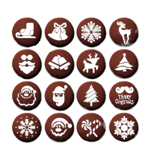 16-teiliges Weihnachts-/Halloween-Serie, Kunststoff-Blumen-Zeichenformen, ausgefallene Kaffee-Druckmodelle, Brot, Pulver, Sprühschablonen-Set 16-teiliges Weihnachts-/Halloween-Serie, Kunststoff-Blumen-Zeichenformen, ausgefallene Kaffee-Druckmodelle, Brot, Pulver, Sprühschablonen-Set von SHUIXIAYUE