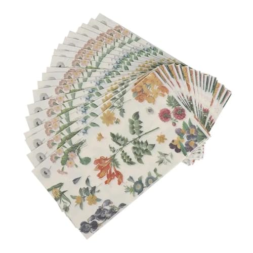 SHUIXIAYUE 100 Stück/Set Blumen-Servietten, dekorative Handtücher, 3-lagiges Einweg-Papier, 32 x 39 cm, Blumengarten-Servietten von SHUIXIAYUE